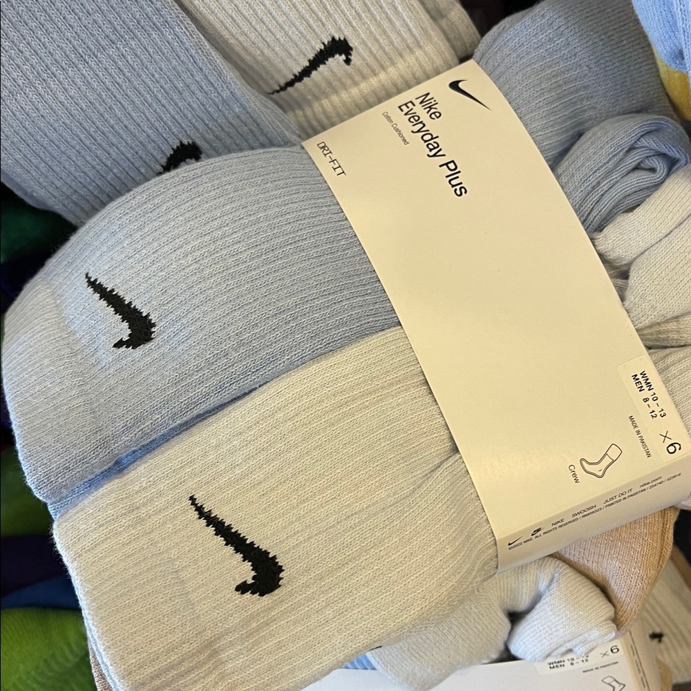 Nike Everyday Plus Socks - Light Gray and Yellow Pink and Purple Cream Tan 6pair - Picture 12 of 16